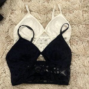 Hollister Gilly Hicks Padded Lace Bralette Pack Two NWOT Black White Size Small